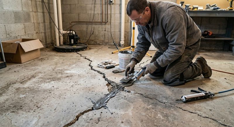 Cracked Basement Floor Repair in Marlboro, NJ