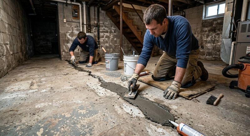 Cracked Basement Floor Repair in Marlboro, NJ