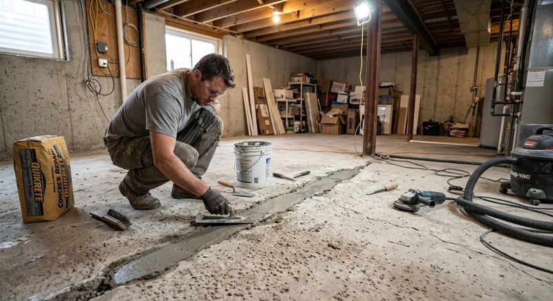 Cracked Basement Floor Repair in Marlboro, NJ