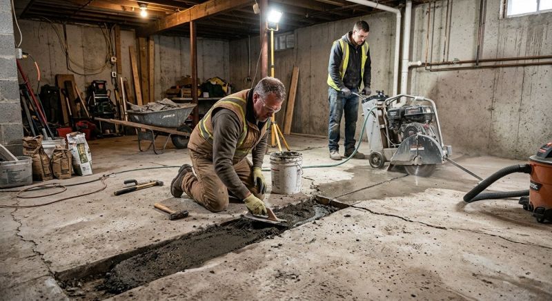 Cracked Basement Floor Repair in Marlboro, NJ